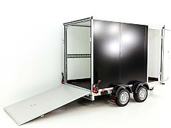 vezeko Kofferanhänger 180x401cm Höhe:205cm 2,7t|Rampe|Tür|schwarz